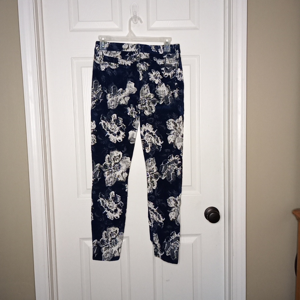 7 For All Mankind Navy Blue Floral Jacquard Pants or Jeans Stretch Sz.26 - Picture 6 of 7